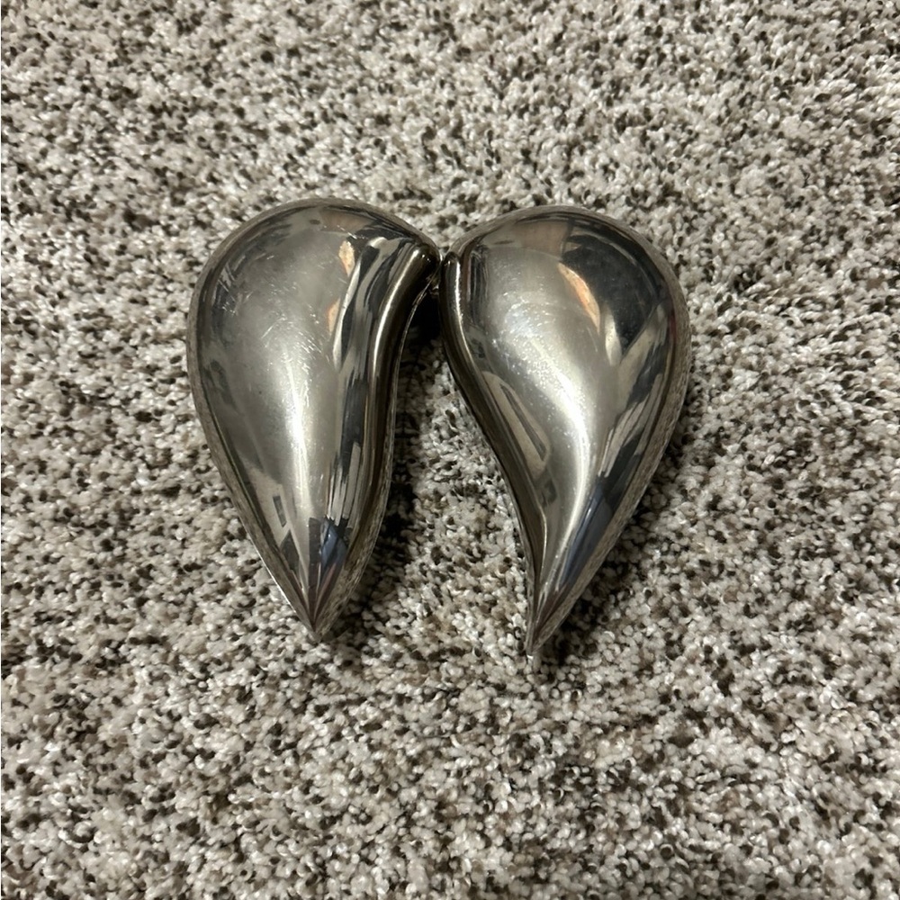 Silver Plated Split Heart Shaped Double Trinket B… - image 2